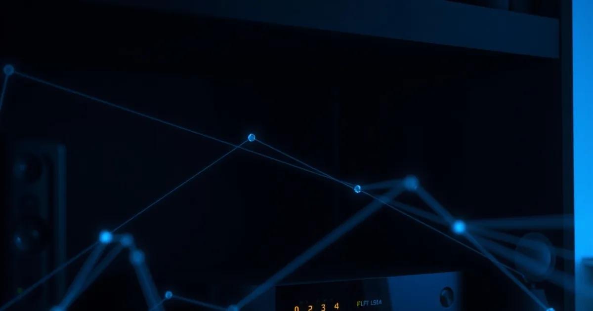 Box et routeur domestique dans la pénombre, entourés de faisceaux réseau bleutés symbolisant des connexions partagées