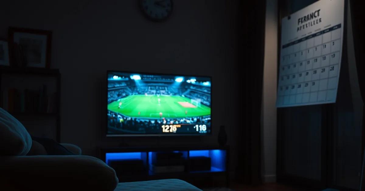 Salon plongé dans la pénombre, éclairé par l'écran d'un match de football, ambiance sombre et cinématographique évoquant la bascule vers une solution légale avant le 22 août