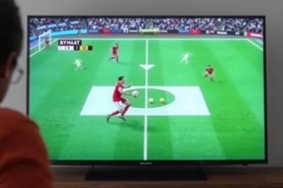 Ligne de test IPTV privée mise en place sur WhatsApp, avec un match de sport en direct parfaitement stable sur la télévision derrière